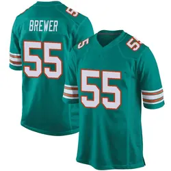 Nike Aaron Brewer Miami Dolphins Men's Game Aqua Alternate Jersey