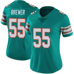 Nike Aaron Brewer Miami Dolphins Women's Limited Aqua Alternate Vapor Untouchable Jersey