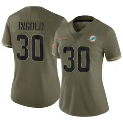 Nike Alec Ingold Miami Dolphins Women's Limited Olive 2022 Salute To Service Jersey