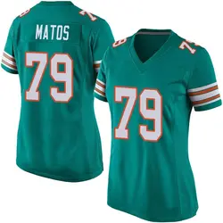 Nike Bayron Matos Miami Dolphins Women's Game Aqua Alternate Jersey