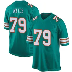 Nike Bayron Matos Miami Dolphins Youth Game Aqua Alternate Jersey