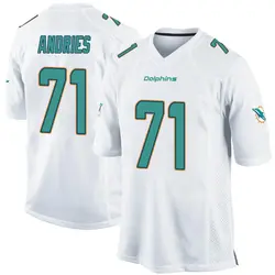 Nike Blaise Andries Miami Dolphins Men's Game White Jersey