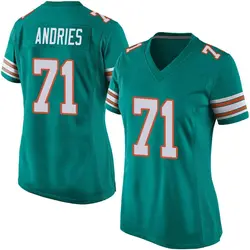 Nike Blaise Andries Miami Dolphins Women's Game Aqua Alternate Jersey