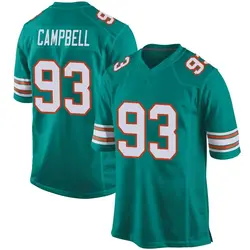 Nike Calais Campbell Miami Dolphins Youth Game Aqua Alternate Jersey