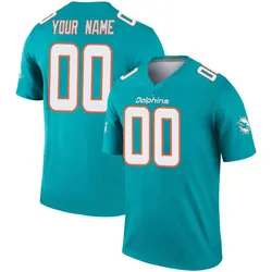 Custom Miami Dolphins Youth Legend Aqua Jersey