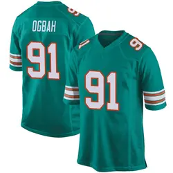 Nike Emmanuel Ogbah Miami Dolphins Youth Game Aqua Alternate Jersey