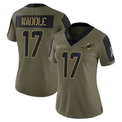 Nike Jaylen Waddle Miami Dolphins Women's Limited Olive 2021 Salute To Service Jersey