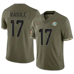 Nike Jaylen Waddle Miami Dolphins Youth Limited Olive 2022 Salute To Service Jersey