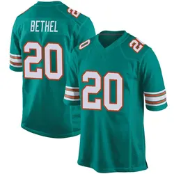 Nike Justin Bethel Miami Dolphins Youth Game Aqua Alternate Jersey