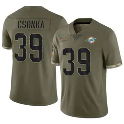 Nike Larry Csonka Miami Dolphins Men's Limited Olive 2022 Salute To Service Jersey