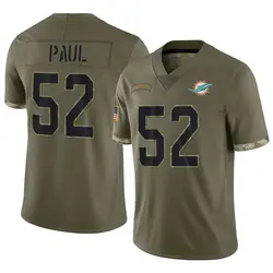 Nike Patrick Paul Miami Dolphins Men's Limited Olive 2022 Salute To Service Jersey