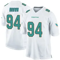 Nike Shakel Brown Miami Dolphins Men's Game White Jersey