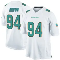 Nike Shakel Brown Miami Dolphins Youth Game White Jersey