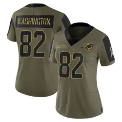 Nike Tahj Washington Miami Dolphins Women's Limited Olive 2021 Salute To Service Jersey